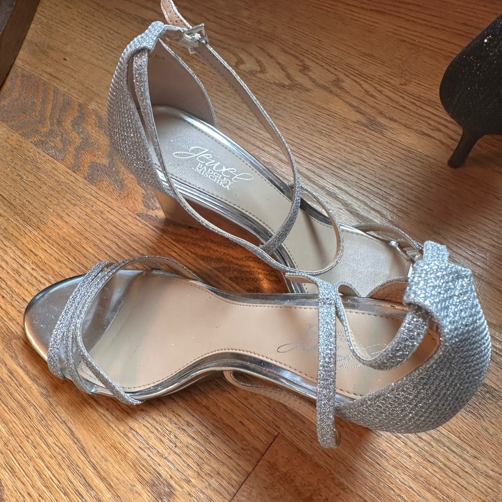 Silver Strappy Women's Wedge
